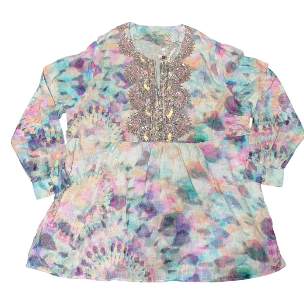 Soft Surroundings Bazille Pastel Tie Dye Tunic Top XL extra large petite - Picture 2 of 8
